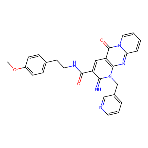 2-imino-N~3~-(4-methoxyphenethyl)-5-oxo-1-(3-pyridylmethyl)-1,5-dihydro-2H-dipyrido[1,2-a:2,3-d]pyrimidine-3-carboxamide structure