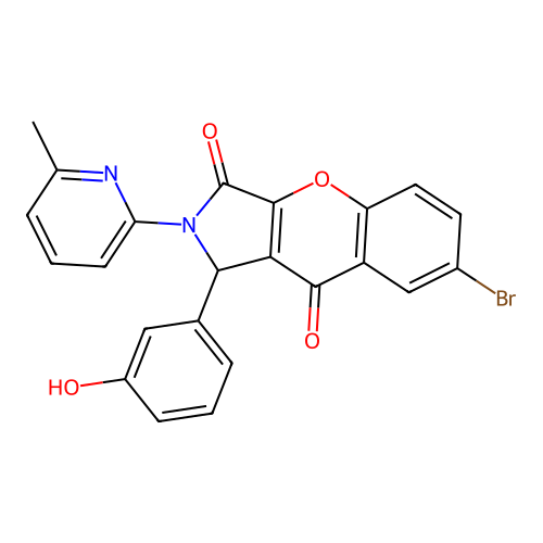 7-bromo-1-(3-hydroxyphenyl)-2-(6-methylpyridin-2-yl)-1,2-dihydrochromeno[2,3-c]pyrrole-3,9-dione structure