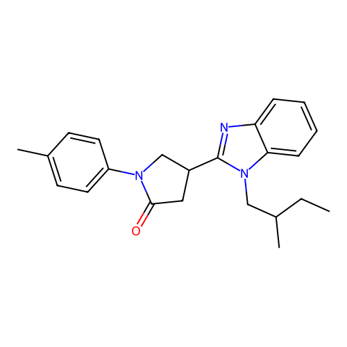 4-(1-(2-methylbutyl)-1H-benzo[d]imidazol-2-yl)-1-(p-tolyl)pyrrolidin-2-one structure