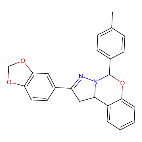 2-(1,3-benzodioxol-5-yl)-5-(4-methylphenyl)-1,10b-dihydropyrazolo[1,5-c][1,3]benzoxazine structure