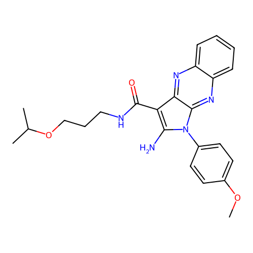 2-amino-N-(3-isopropoxypropyl)-1-(4-methoxyphenyl)-1H-pyrrolo[2,3-b]quinoxaline-3-carboxamide structure