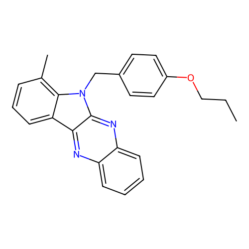 7-methyl-6-(4-propoxybenzyl)-6H-indolo[2,3-b]quinoxaline structure