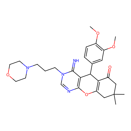 5-(3,4-dimethoxyphenyl)-4-imino-8,8-dimethyl-3-(3-morpholin-4-ylpropyl)-7,9-dihydro-5H-chromeno[2,3-d]pyrimidin-6-one structure