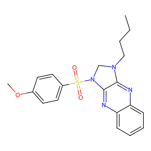 1-butyl-3-((4-methoxyphenyl)sulfonyl)-2,3-dihydro-1H-imidazo[4,5-b]quinoxaline structure