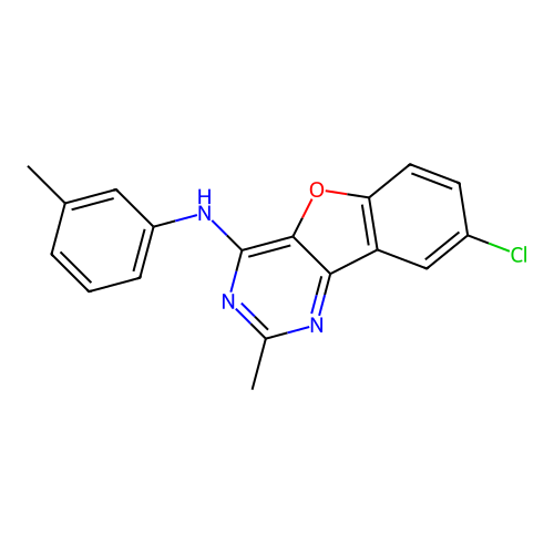 8-chloro-2-methyl-N-(3-methylphenyl)[1]benzofuro[3,2-d]pyrimidin-4-amine structure