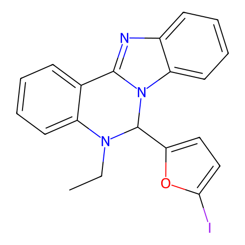 5-Ethyl-6-(5-iodofuran-2-yl)-5,6-dihydrobenzimidazo[1,2-c]quinazoline structure
