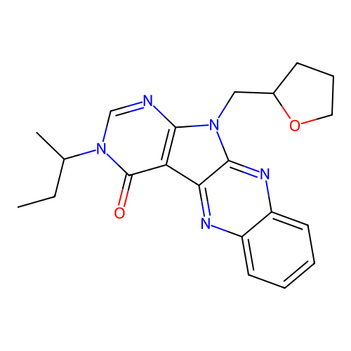 3-(butan-2-yl)-11-(tetrahydrofuran-2-ylmethyl)-3,11-dihydro-4H-pyrimido[5',4':4,5]pyrrolo[2,3-b]quinoxalin-4-one structure