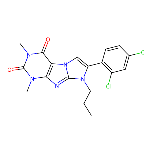7-(2,4-dichlorophenyl)-1,3-dimethyl-8-propyl-1H-imidazo[2,1-f]purine-2,4(3H,8H)-dione structure