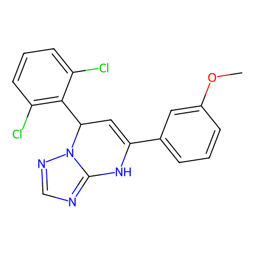 7-(2,6-dichlorophenyl)-5-(3-methoxyphenyl)-1,7-dihydro-[1,2,4]triazolo[1,5-a]pyrimidine structure