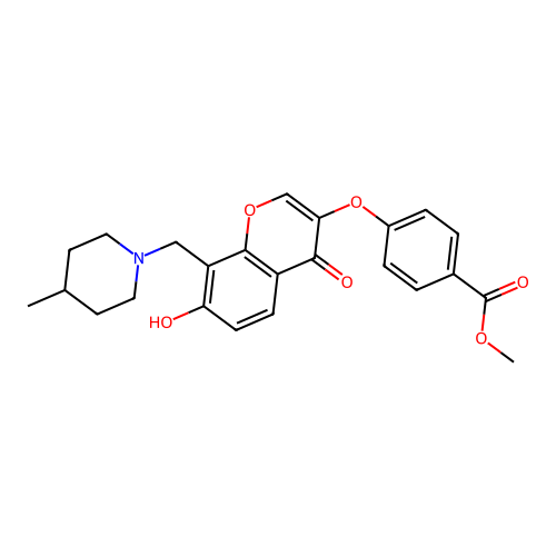 methyl 4-((7-hydroxy-8-((4-methylpiperidin-1-yl)methyl)-4-oxo-4H-chromen-3-yl)oxy)benzoate structure