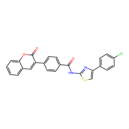 N-[4-(4-chlorophenyl)-1,3-thiazol-2-yl]-4-(2-oxo-2H-chromen-3-yl)benzamide structure