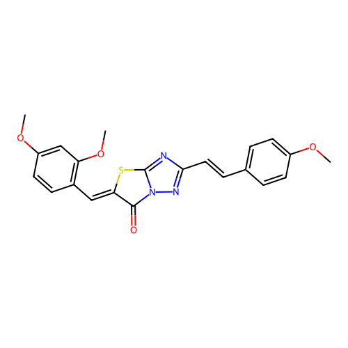 (5Z)-5-(2,4-dimethoxybenzylidene)-2-[(E)-2-(4-methoxyphenyl)ethenyl][1,3]thiazolo[3,2-b][1,2,4]triazol-6(5H)-one structure