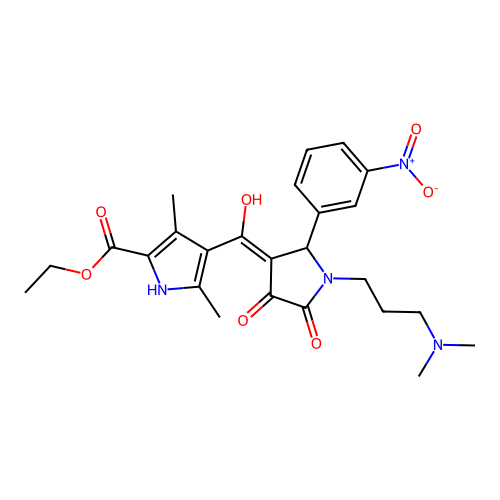 ethyl 4-({1-[3-(dimethylamino)propyl]-4-hydroxy-2-(3-nitrophenyl)-5-oxo(3-pyrr olin-3-yl)}carbonyl)-3,5-dimethylpyrrole-2-carboxylate structure