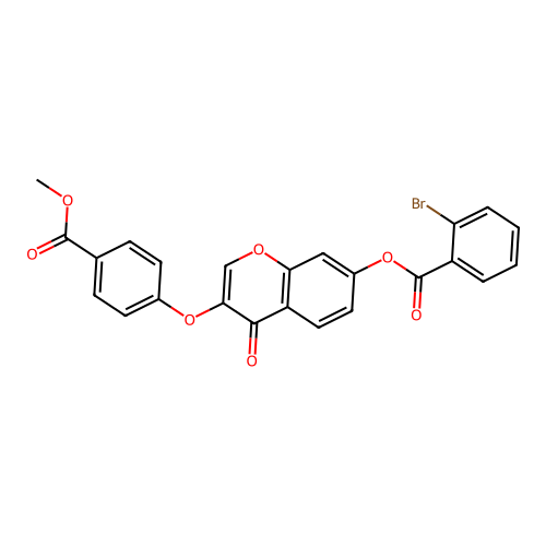 3-[4-(methoxycarbonyl)phenoxy]-4-oxo-4H-chromen-7-yl 2-bromobenzoate structure