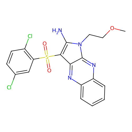 3-(2,5-dichlorophenyl)sulfonyl-1-(2-methoxyethyl)pyrrolo[3,2-b]quinoxalin-2-amine structure