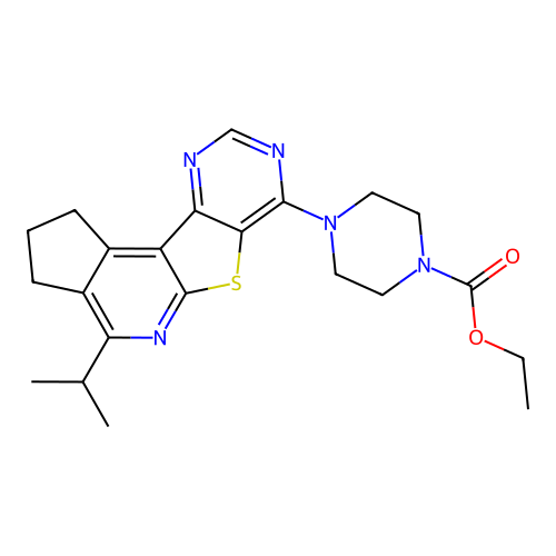 ethyl 4-(4-isopropyl-2,3-dihydro-1H-cyclopenta[4',5']pyrido[3',2':4,5]thieno[3,2-d]pyrimidin-7-yl)piperazine-1-carboxylate structure