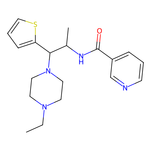 N-[2-(4-ethylpiperazin-1-yl)-1-methyl-2-thien-2-ylethyl]nicotinamide structure