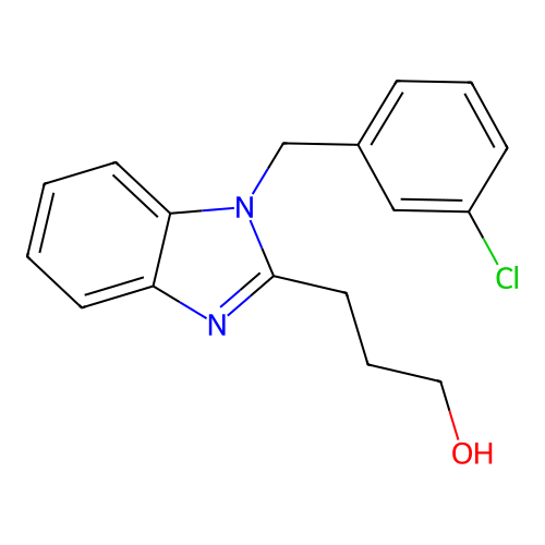 3-{1-[(3-chlorophenyl)methyl]-1H-1,3-benzodiazol-2-yl}propan-1-ol structure