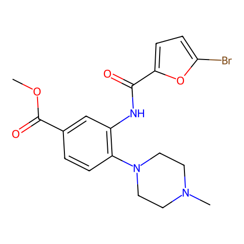 Methyl 3-[(5-bromofuran-2-carbonyl)amino]-4-(4-methylpiperazin-1-yl)benzoate structure
