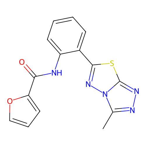 N-[2-(3-methyl-[1,2,4]triazolo[3,4-b][1,3,4]thiadiazol-6-yl)phenyl]furan-2-carboxamide structure