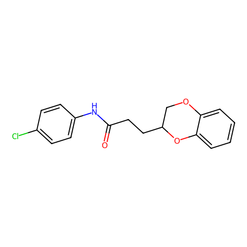 N-(4-chlorophenyl)-3-(2,3-dihydro-1,4-benzodioxin-2-yl)propanamide structure