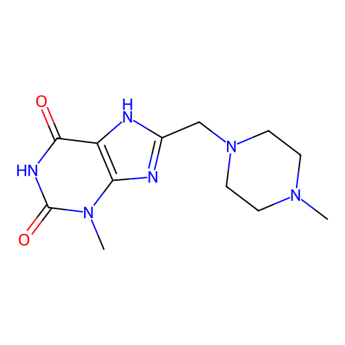 3-methyl-8-[(4-methylpiperazin-1-yl)methyl]-7H-purine-2,6-dione structure