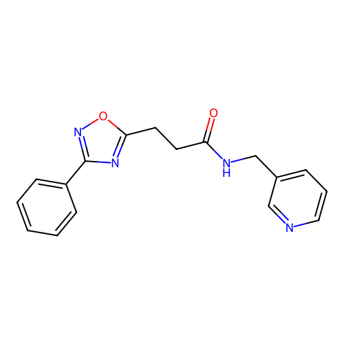 3-(3-phenyl-1,2,4-oxadiazol-5-yl)-N-(pyridin-3-ylmethyl)propanamide structure