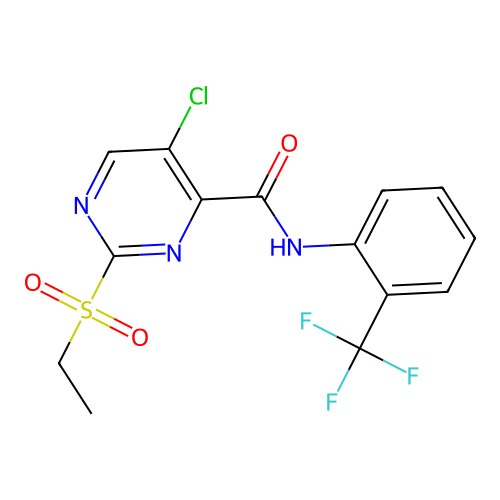 5-chloro-2-(ethylsulfonyl)-N-[2-(trifluoromethyl)phenyl]pyrimidine-4-carboxamide structure