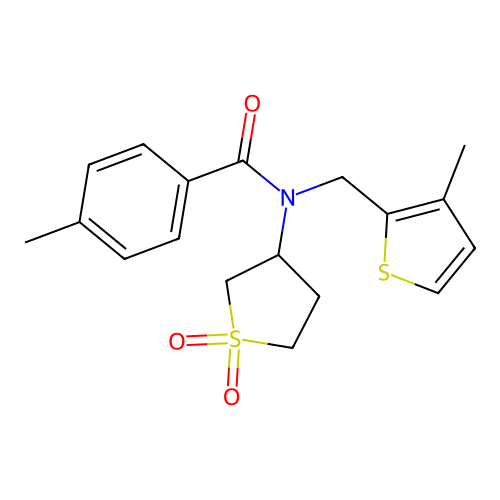 N-(1,1-dioxothiolan-3-yl)-4-methyl-N-[(3-methylthiophen-2-yl)methyl]benzamide structure