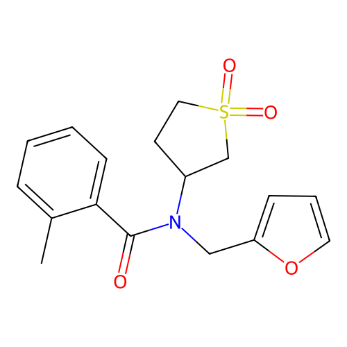 N-(1,1-dioxidotetrahydrothiophen-3-yl)-N-(furan-2-ylmethyl)-2-methylbenzamide structure