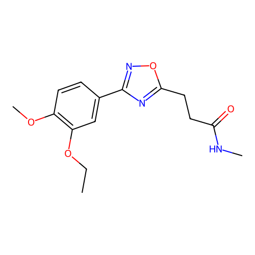 3-[3-(3-ethoxy-4-methoxyphenyl)-1,2,4-oxadiazol-5-yl]-N-methylpropanamide structure