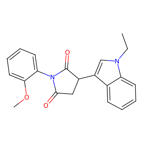3-(1-ethyl-1H-indol-3-yl)-1-(2-methoxyphenyl)pyrrolidine-2,5-dione structure