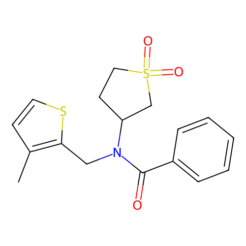 N-(1,1-dioxidotetrahydrothiophen-3-yl)-N-[(3-methylthiophen-2-yl)methyl]benzamide structure