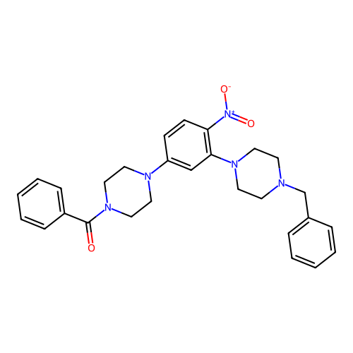 [4-[3-(4-Benzylpiperazin-1-yl)-4-nitrophenyl]piperazin-1-yl]-phenylmethanone structure