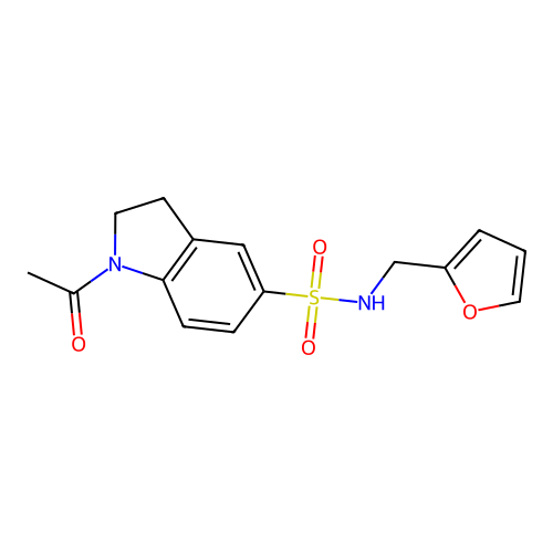 1-acetyl-N-(2-furylmethyl)-5-indolinesulfonamide structure