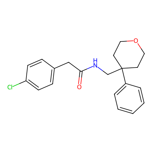 2-(4-chlorophenyl)-N-[(4-phenyloxan-4-yl)methyl]acetamide structure