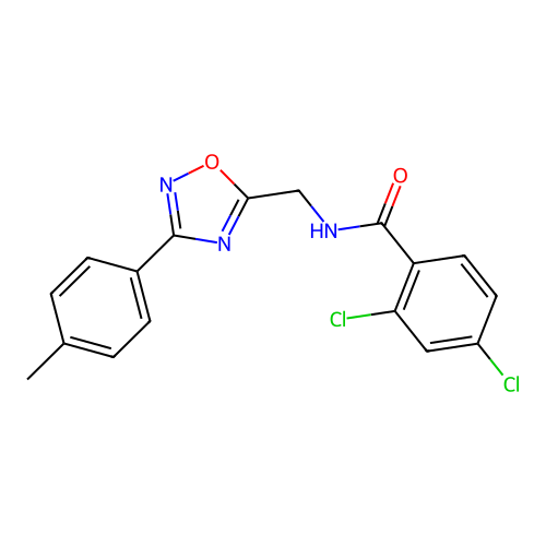 2,4-dichloro-N-[[3-(4-methylphenyl)-1,2,4-oxadiazol-5-yl]methyl]benzamide structure