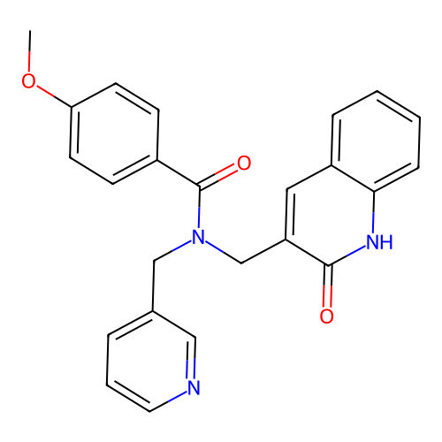N-((2-hydroxyquinolin-3-yl)methyl)-4-methoxy-N-(pyridin-3-ylmethyl)benzamide structure