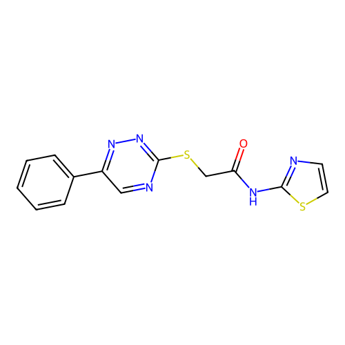 2-[(6-phenyl-1,2,4-triazin-3-yl)sulfanyl]-N-(1,3-thiazol-2-yl)acetamide structure