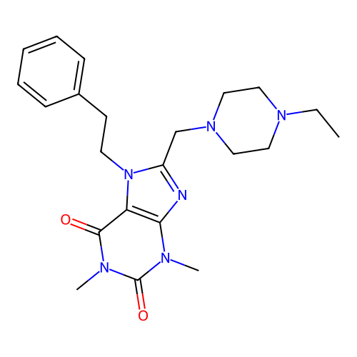 8-((4-ethylpiperazin-1-yl)methyl)-1,3-dimethyl-7-phenethyl-1H-purine-2,6(3H,7H)-dione structure