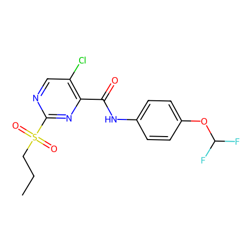 5-chloro-N-[4-(difluoromethoxy)phenyl]-2-propylsulfonylpyrimidine-4-carboxamide structure