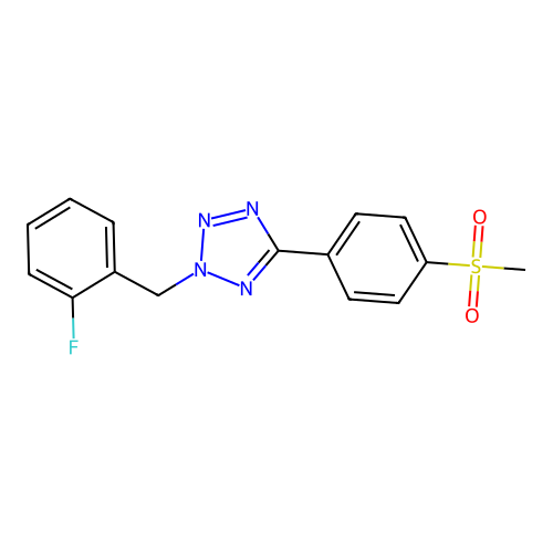 2-[(2-Fluorophenyl)methyl]-5-(4-methylsulfonylphenyl)tetrazole structure
