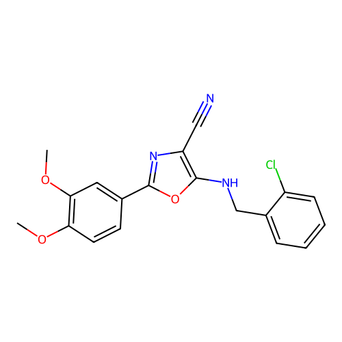 5-[(2-Chlorophenyl)methylamino]-2-(3,4-dimethoxyphenyl)-4-oxazolecarbonitrile structure
