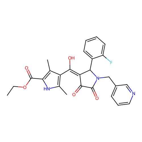 ethyl 4-(2-(2-fluorophenyl)-4-hydroxy-5-oxo-1-(pyridin-3-ylmethyl)-2,5-dihydro-1H-pyrrole-3-carbonyl)-3,5-dimethyl-1H-pyrrole-2-carboxylate structure
