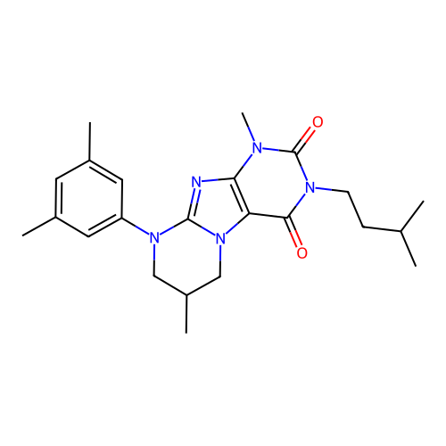 9-(3,5-dimethylphenyl)-1,7-dimethyl-3-(3-methylbutyl)-7,8-dihydro-6H-purino[7,8-a]pyrimidine-2,4-dione structure
