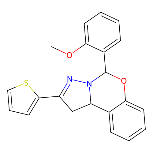 5-(2-Methoxyphenyl)-2-(2-thienyl)-1,10b-dihydropyrazolo[1,5-c][1,3]benzoxazine structure