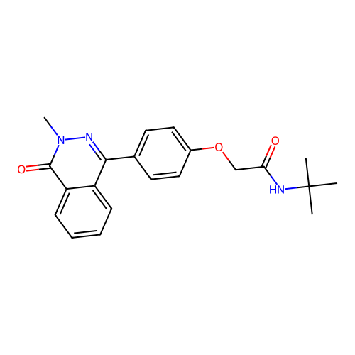 N-tert-butyl-2-[4-(3-methyl-4-oxo-3,4-dihydrophthalazin-1-yl)phenoxy]acetamide structure