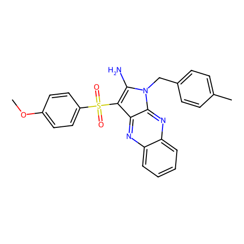 3-((4-methoxyphenyl)sulfonyl)-1-(4-methylbenzyl)-1H-pyrrolo[2,3-b]quinoxalin-2-amine structure