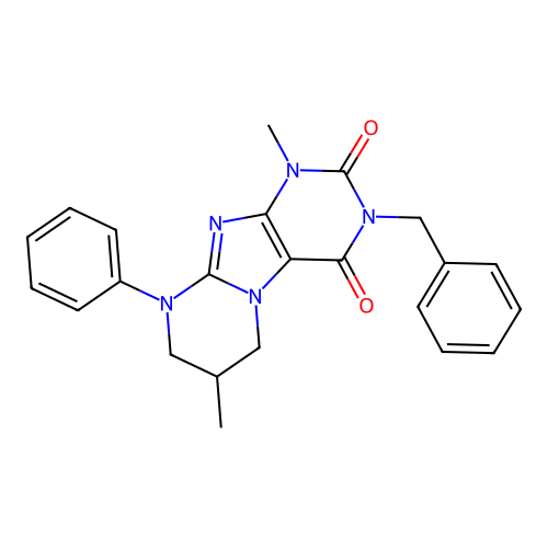 3-benzyl-1,7-dimethyl-9-phenyl-7,8-dihydro-6H-purino[7,8-a]pyrimidine-2,4-dione structure