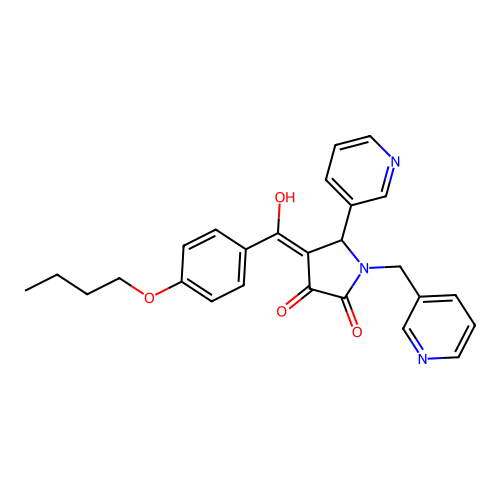 4-(4-butoxybenzoyl)-3-hydroxy-5-(pyridin-3-yl)-1-[(pyridin-3-yl)methyl]-2,5-dihydro-1H-pyrrol-2-one structure